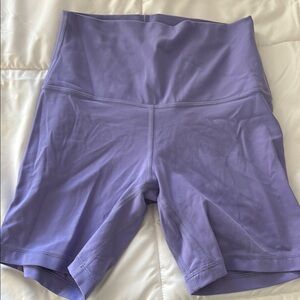 Purple Bike Shorts with High-Rise Waistband and Stretchy Fabric